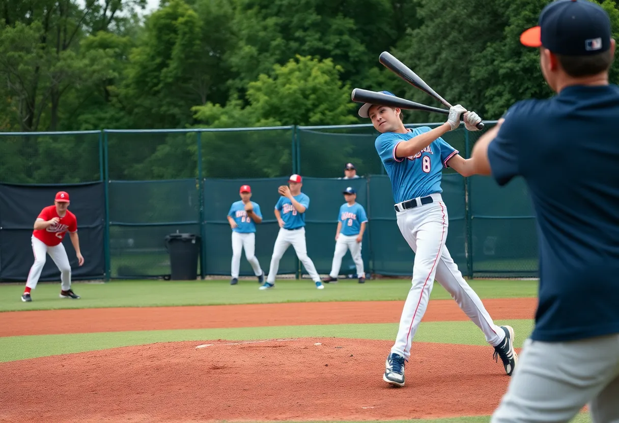 High school baseball players showcasing their skills during the Fall Prospect Program
