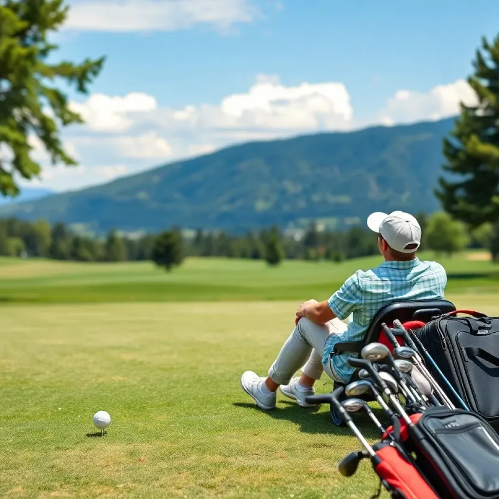 Golfer enjoying hassle-free travel with shipped golf clubs