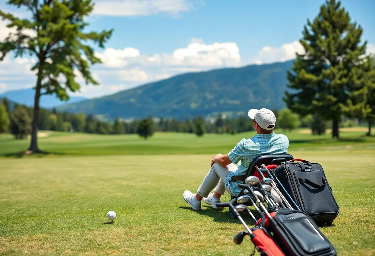 Golfer enjoying hassle-free travel with shipped golf clubs