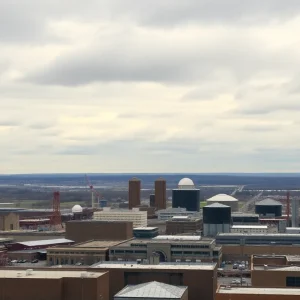 Panoramic view of Grand Rapids illustrating light industrial activity
