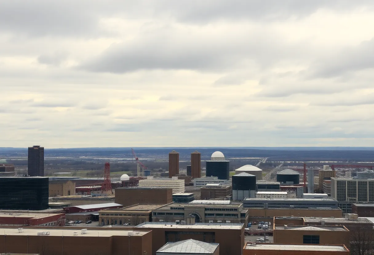 Panoramic view of Grand Rapids illustrating light industrial activity