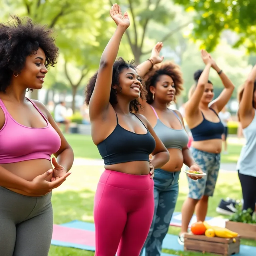 Diverse group participating in wellness activities in Detroit.