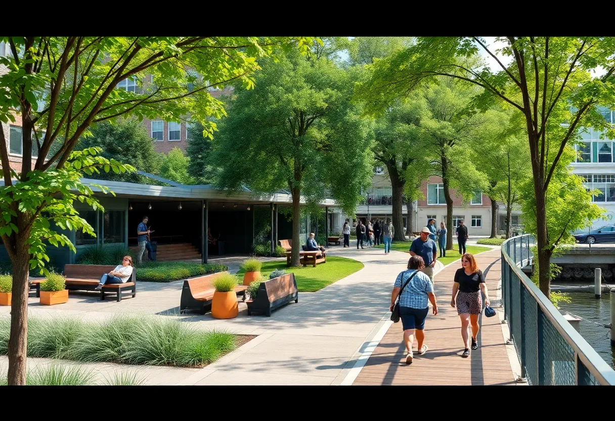 Visualization of Houghton's downtown revitalization projects funded by the grant.