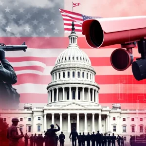 Investigation concepts with U.S. Capitol and military elements