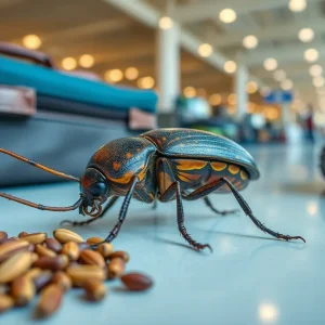 Remains of khapra beetle discovered in luggage during inspection at Detroit Metropolitan Airport.