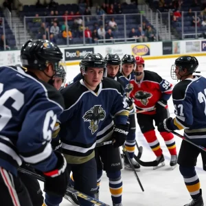 Max Plante during college hockey practice session