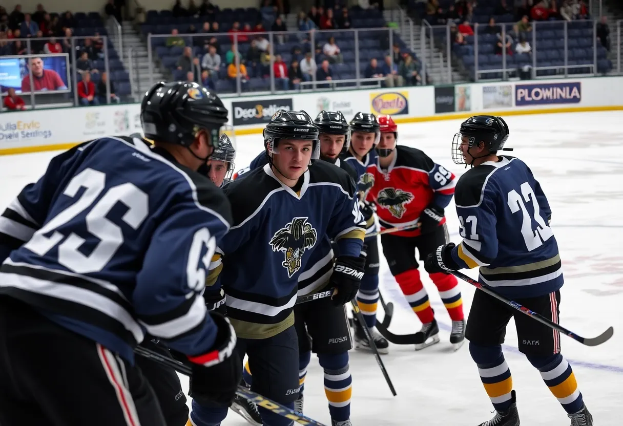 Max Plante during college hockey practice session