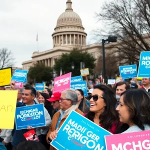 Supporters rallying for the Michigan gubernatorial race
