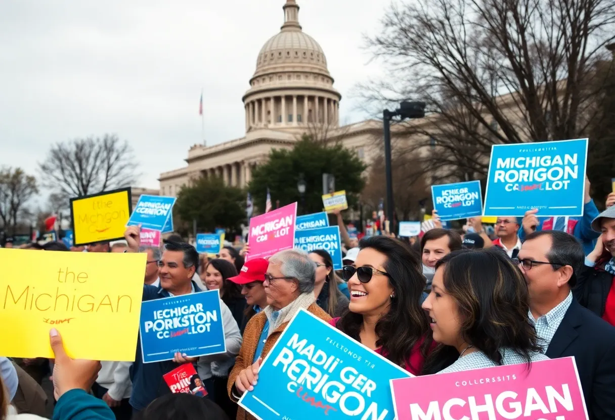 Supporters rallying for the Michigan gubernatorial race