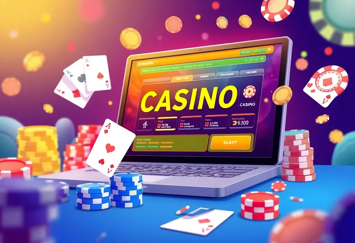 Illustration representing Michigan online casinos with various gaming elements