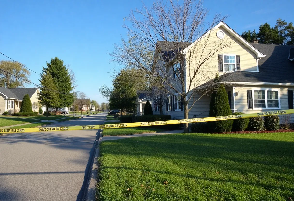 Police presence at a residential crime scene in Milford, Michigan.
