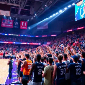 Exciting atmosphere during the NBA All-Star Game with fans and players.