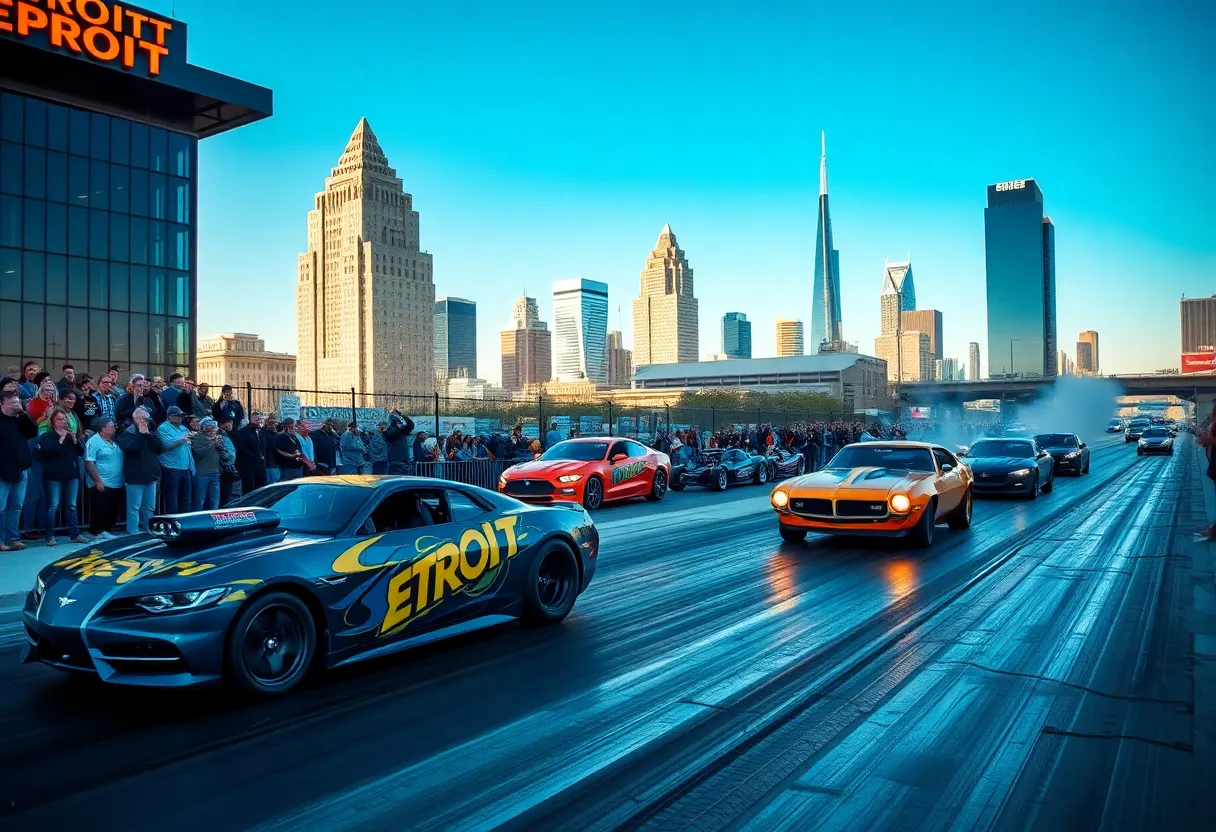 Drag racing event celebrating NHRA's 75th anniversary in Detroit
