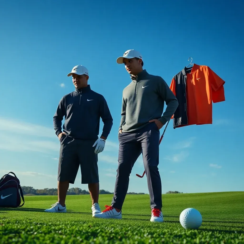 Nike golf apparel and equipment on a golf course