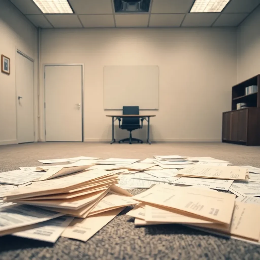 An abandoned office space symbolizing nonprofit embezzlement.