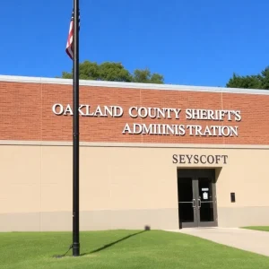 Exterior of Oakland County Sheriff's Administration Building in Pontiac, Michigan