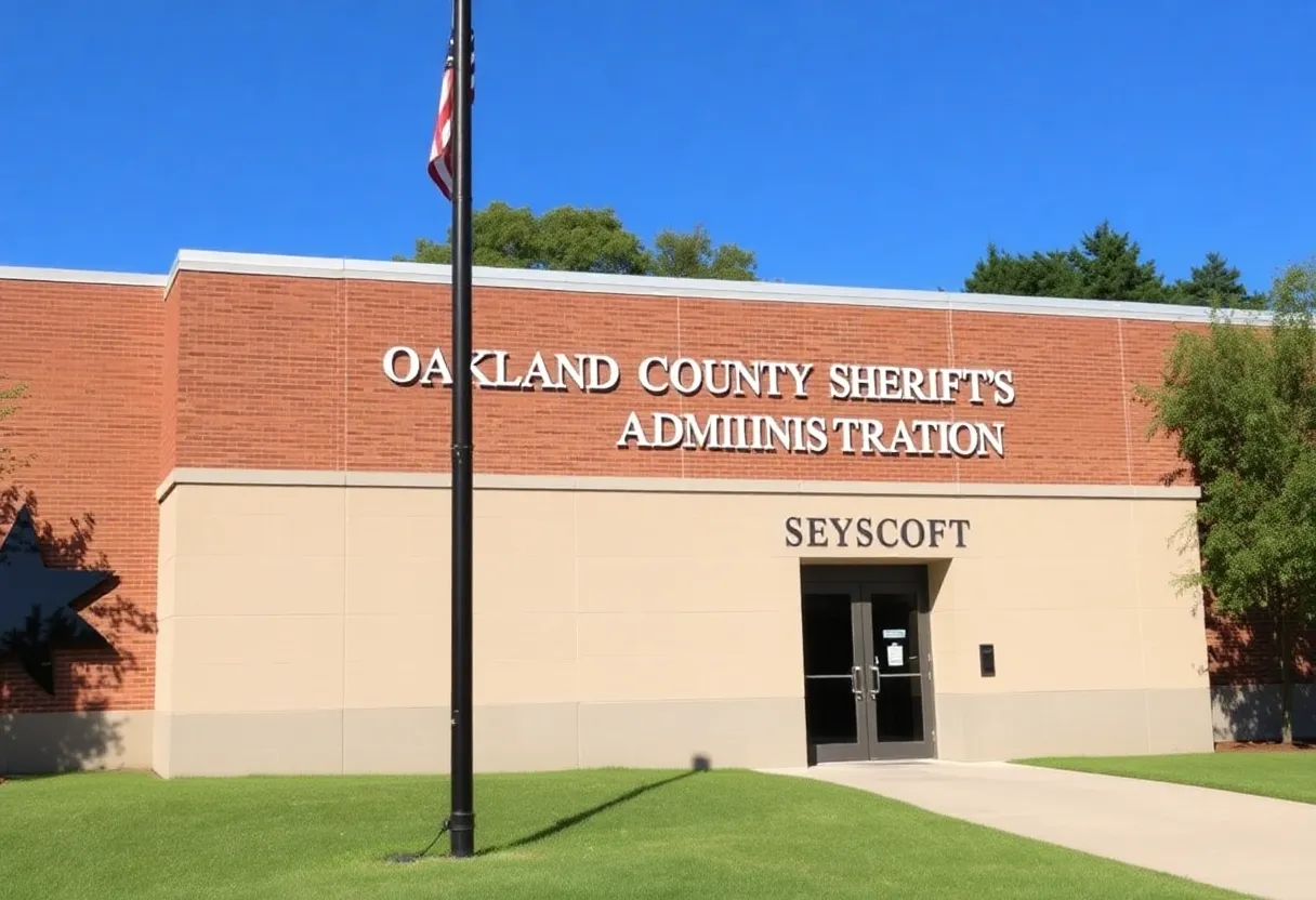 Exterior of Oakland County Sheriff's Administration Building in Pontiac, Michigan