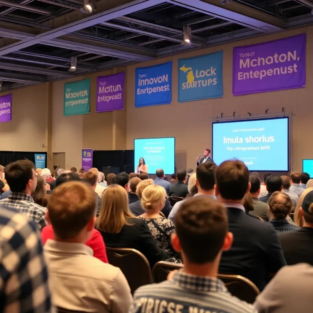 Participants presenting their innovative startup ideas at the PitchMI Competition.