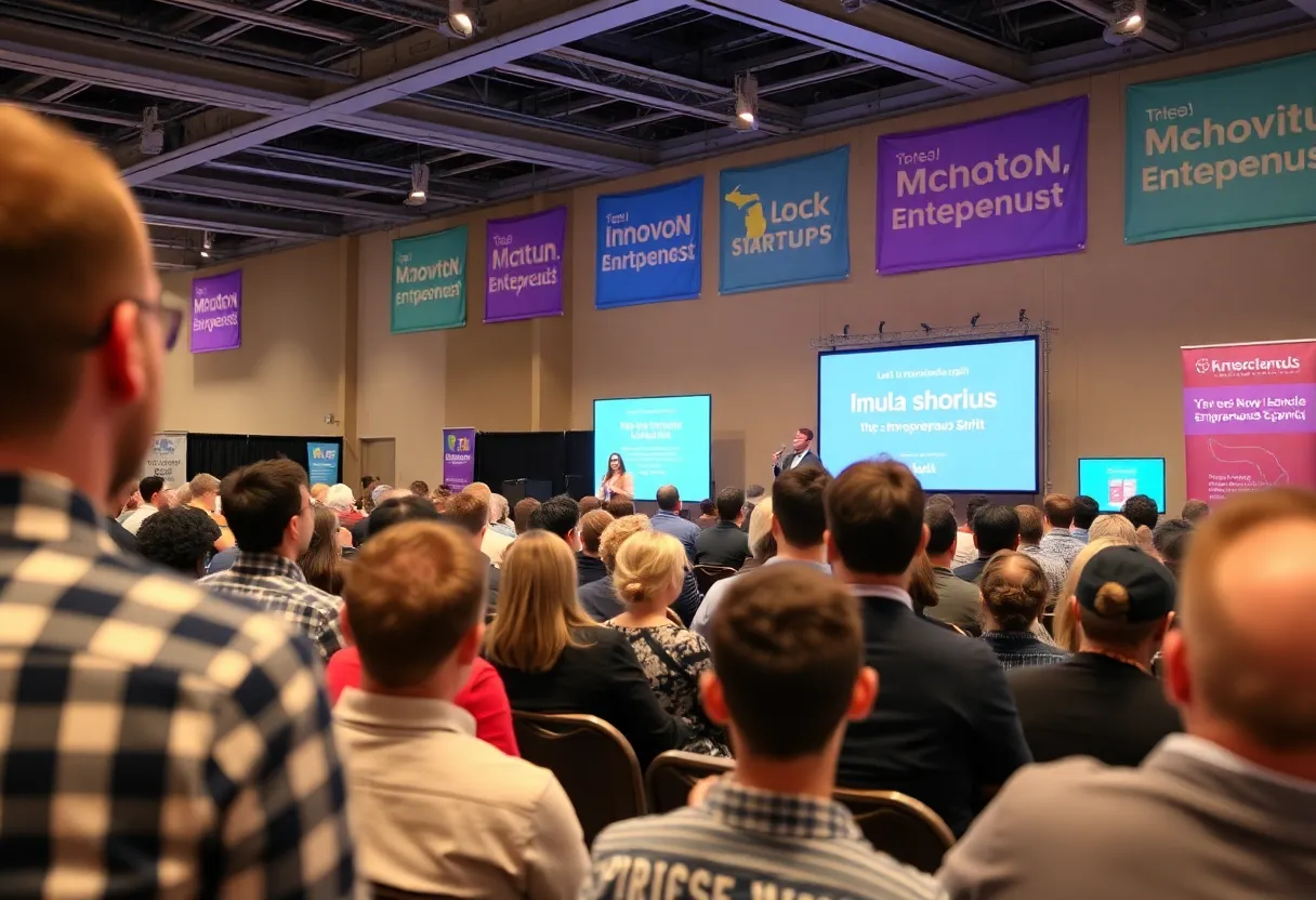 Participants presenting their innovative startup ideas at the PitchMI Competition.