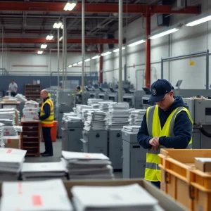 USPS sorting facility with safety concerns highlighted