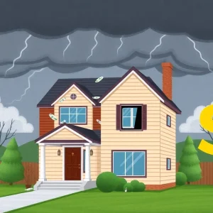 An illustration showing the impact of severe weather on home insurance costs in Michigan.