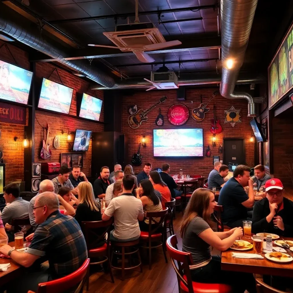 Interior of Rock & Brews restaurant in Royal Oak, Michigan