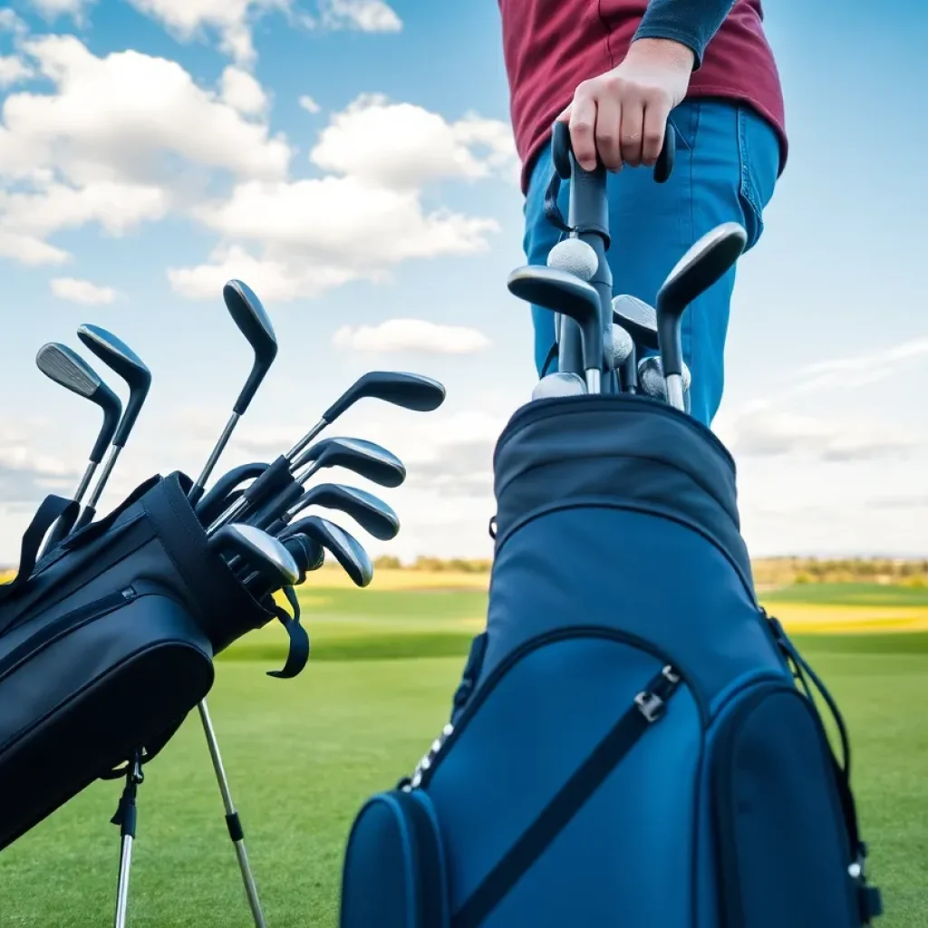 Golf clubs being prepared for shipping to a golf course