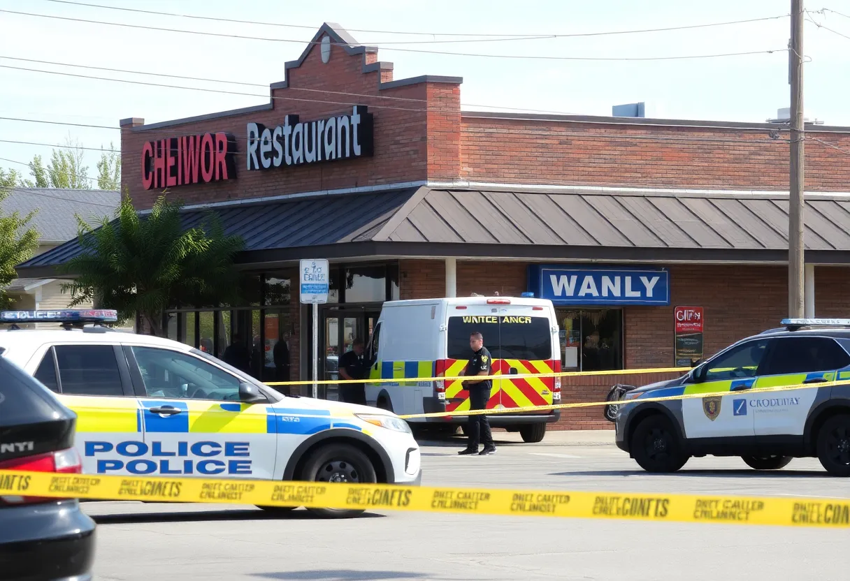 Police and emergency vehicles at the Bloom Southfield restaurant shooting scene.