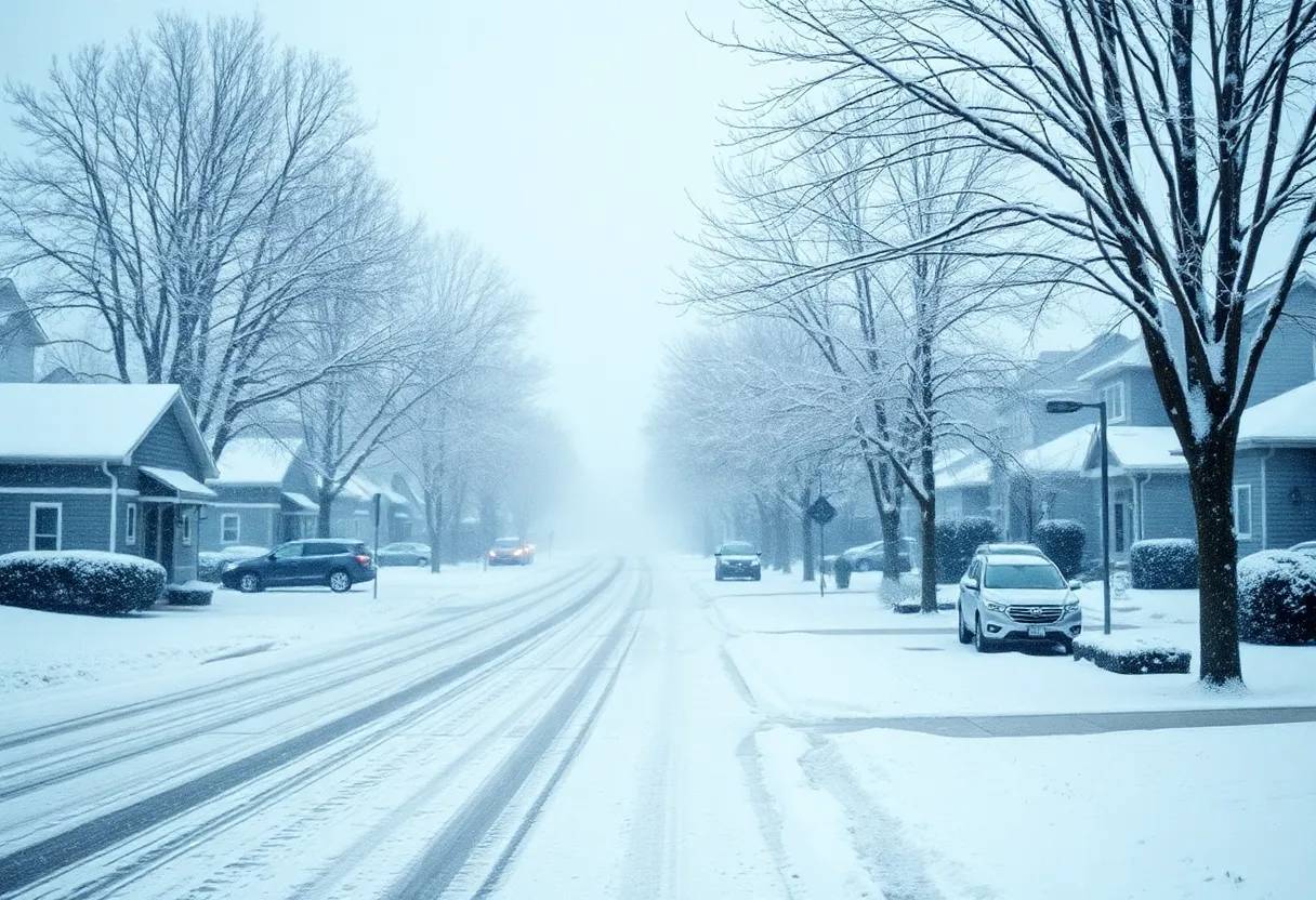 Heavy snowfall in Southeast Michigan suburbs