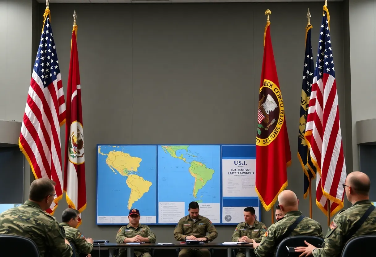 Military operations map for U.S. Southern Command