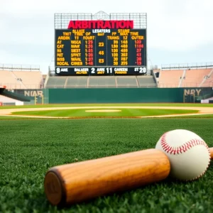 Symbolic image representing baseball arbitration negotiations.