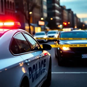 Police vehicle at a crime scene in Warren, Michigan