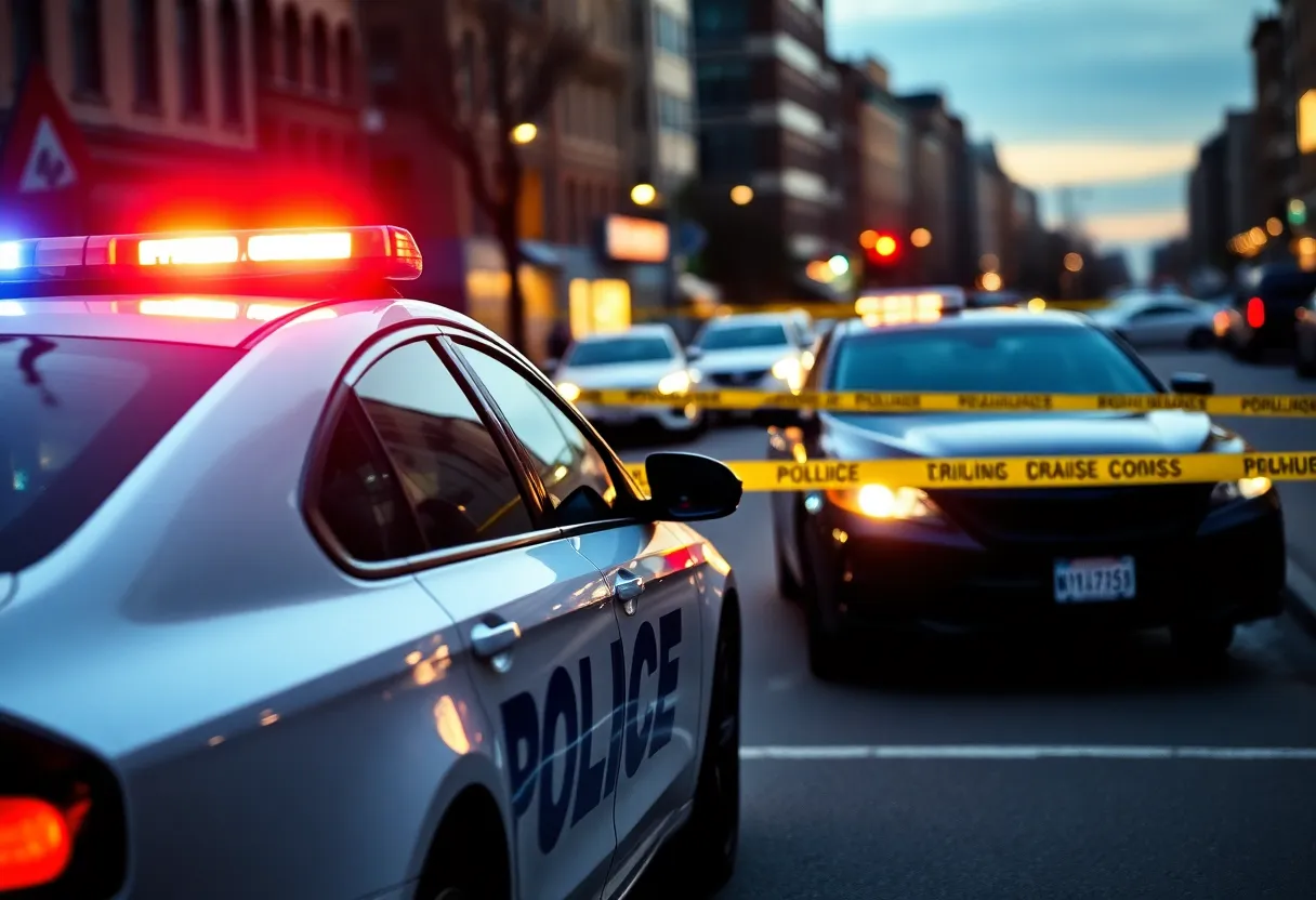 Police vehicle at a crime scene in Warren, Michigan