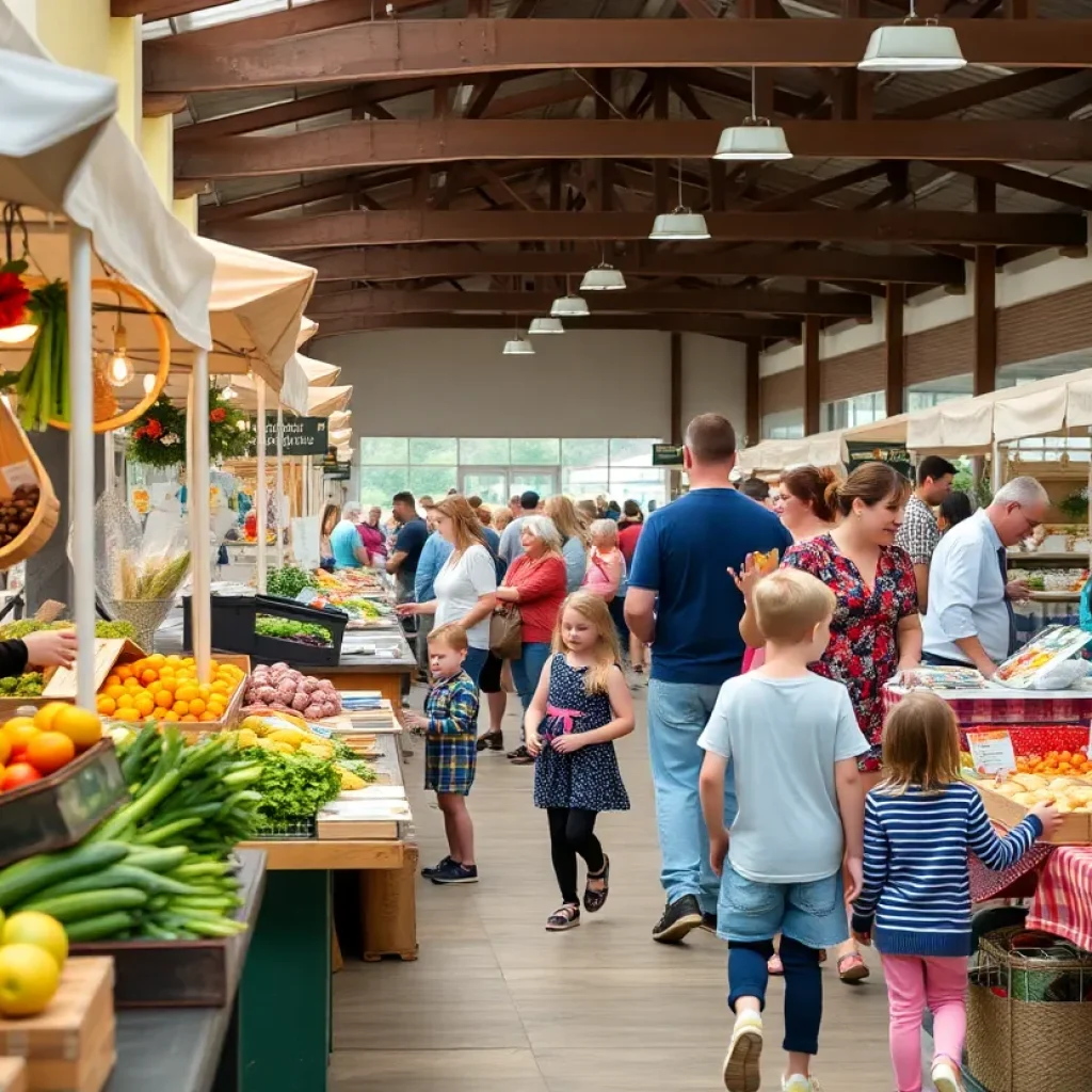 Visitors shopping at the Welcome Mat market in Clinton Township.