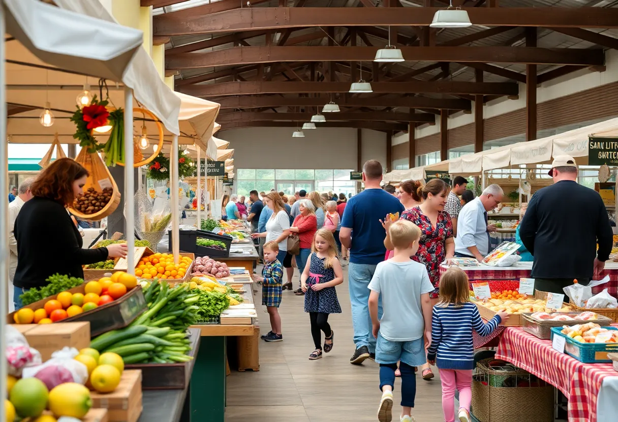 Visitors shopping at the Welcome Mat market in Clinton Township.