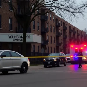 Scene of a shooting at Young Manor Apartments in Detroit