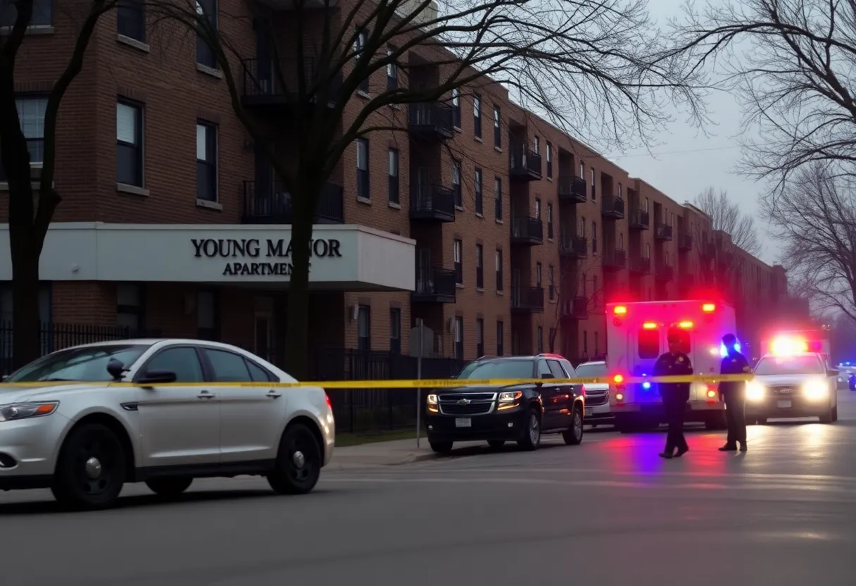 Scene of a shooting at Young Manor Apartments in Detroit