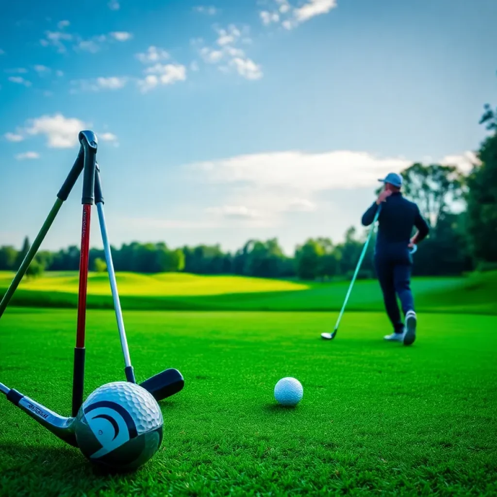 Innovative golf equipment displayed on a sunny golf course