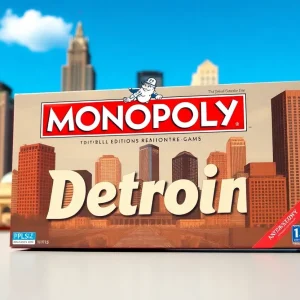 Detroit edition of the Monopoly board game showcasing local landmarks