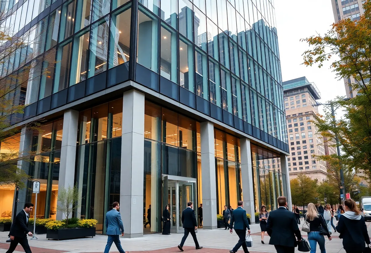 Exterior view of Dykema Gossett's new headquarters at One Kennedy Square in Detroit