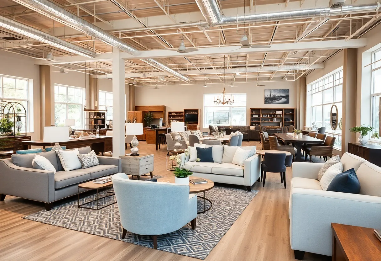 Interior of Gardner White Furniture store displaying various furniture pieces.
