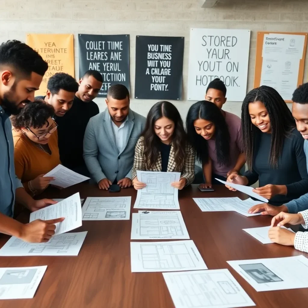 A group of aspiring entrepreneurs presenting their business ideas for the Hatch Detroit Contest.