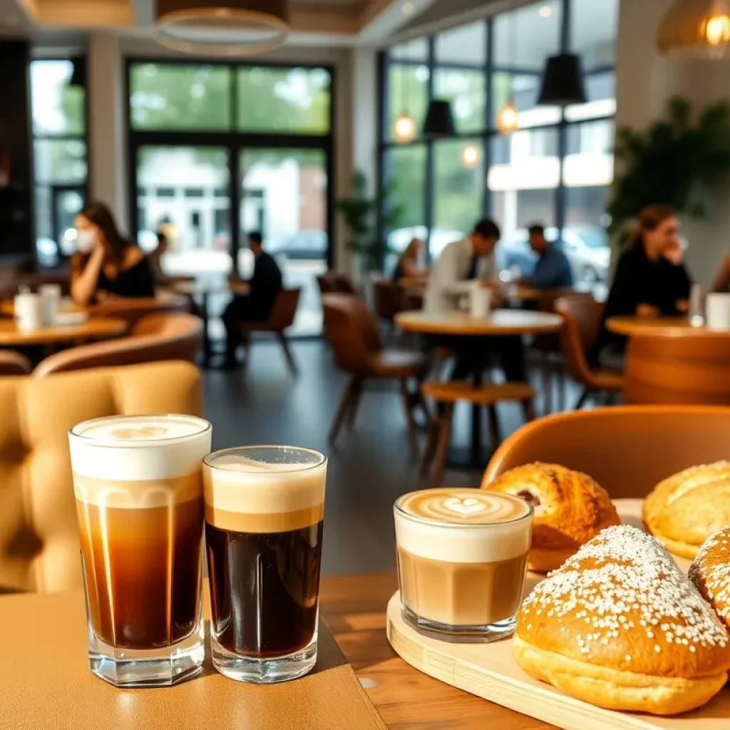 Interior of James Oliver Coffee café in downtown Detroit.