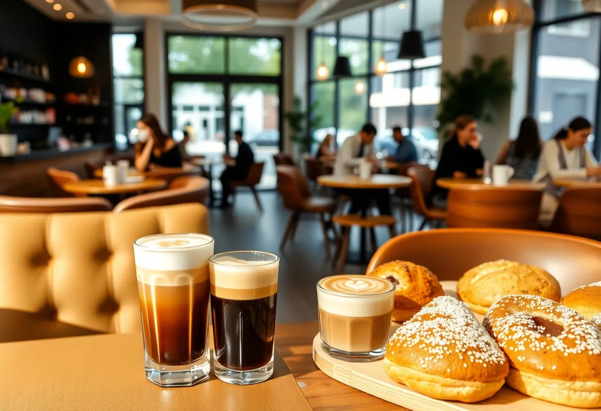 Interior of James Oliver Coffee café in downtown Detroit.