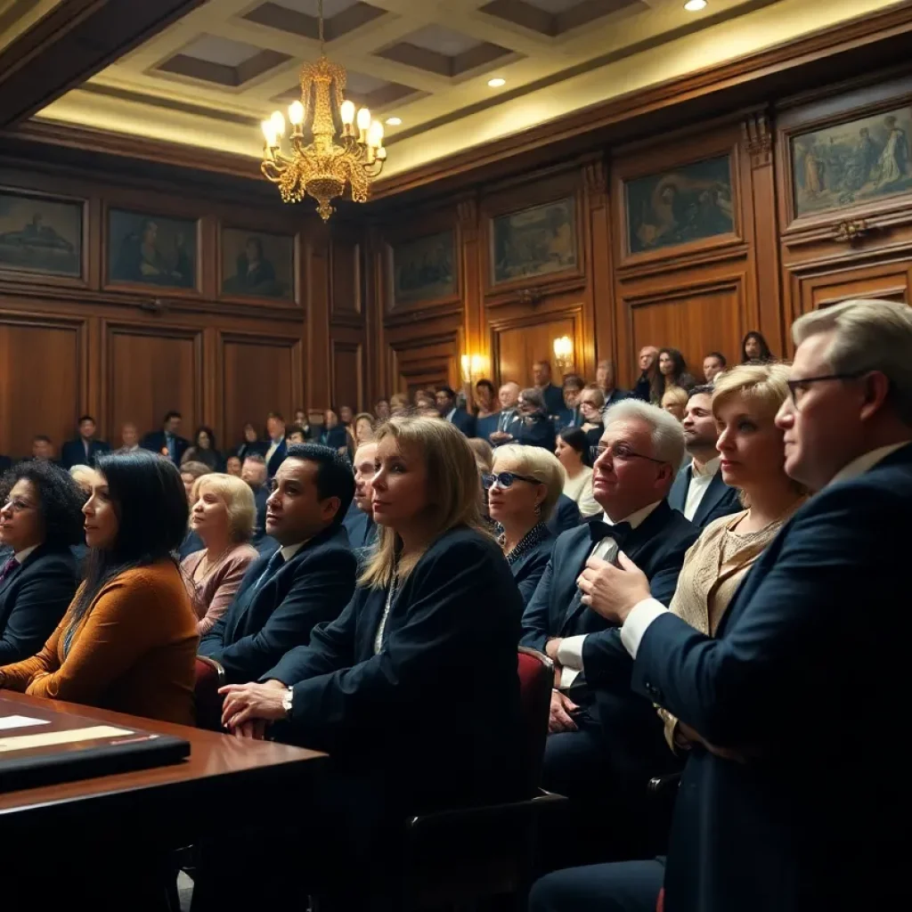 Audience participating in The Jury Experience courtroom drama in Detroit.