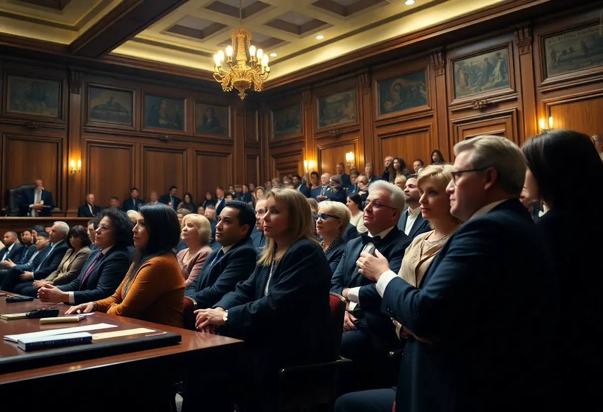 Audience participating in The Jury Experience courtroom drama in Detroit.
