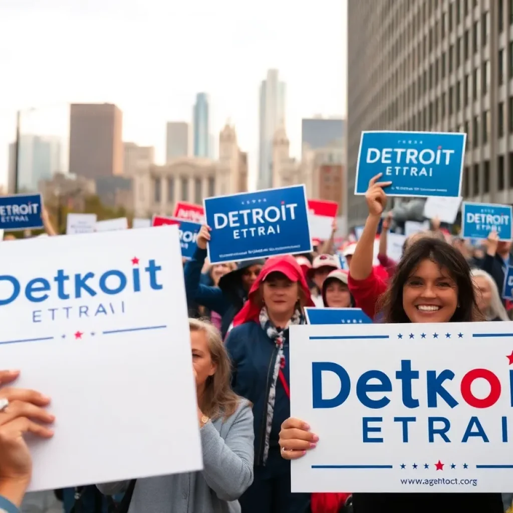 Campaign rally with supporters endorsing John James in Michigan