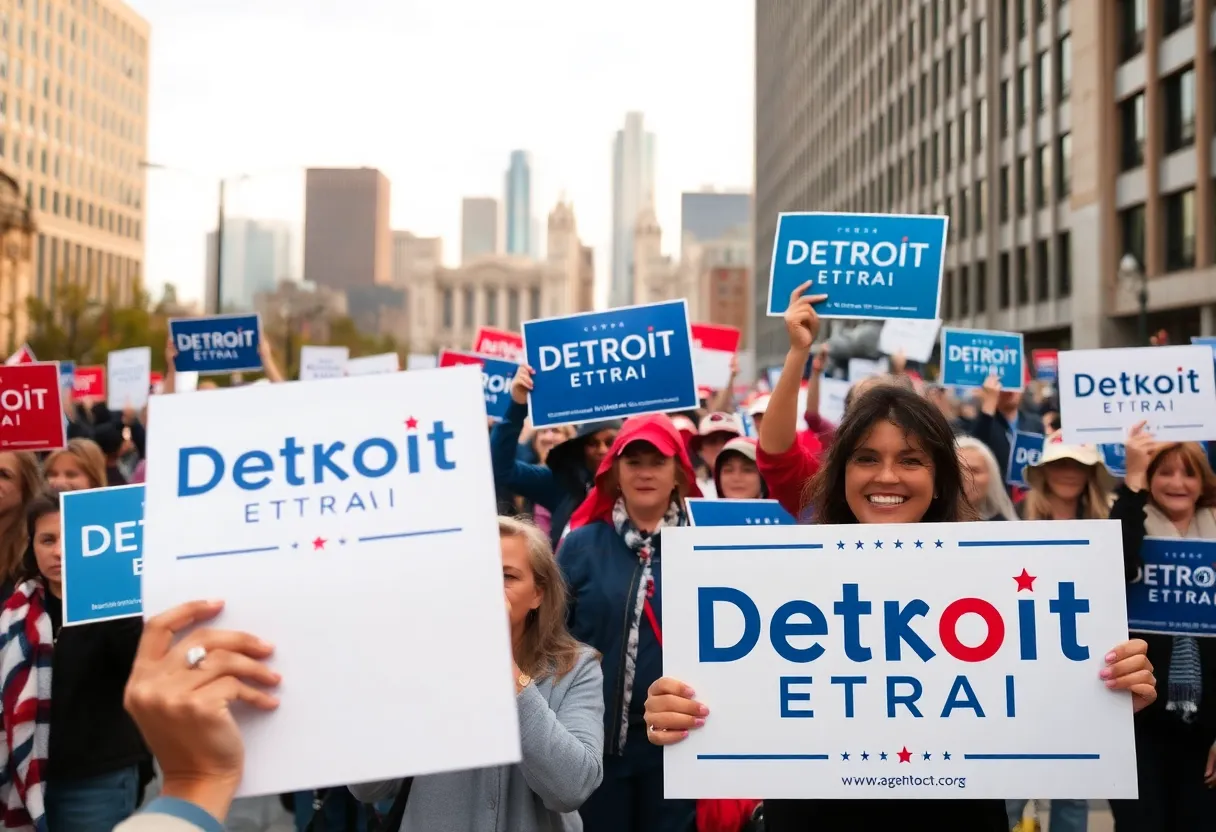 Campaign rally with supporters endorsing John James in Michigan