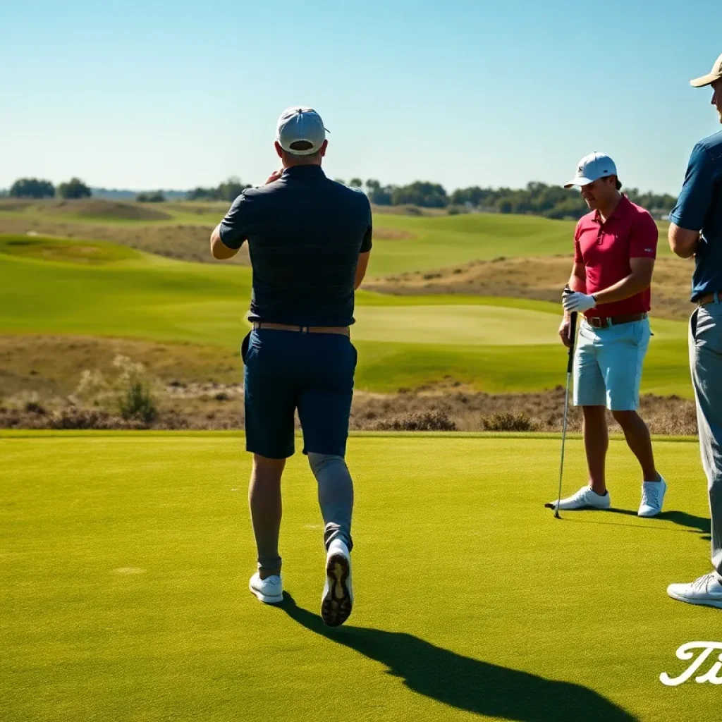 Golfers using Titleist golf equipment on a sunny course