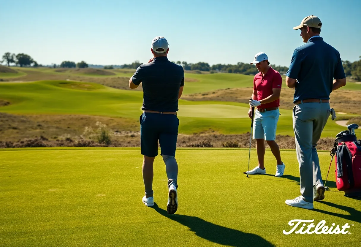 Golfers using Titleist golf equipment on a sunny course
